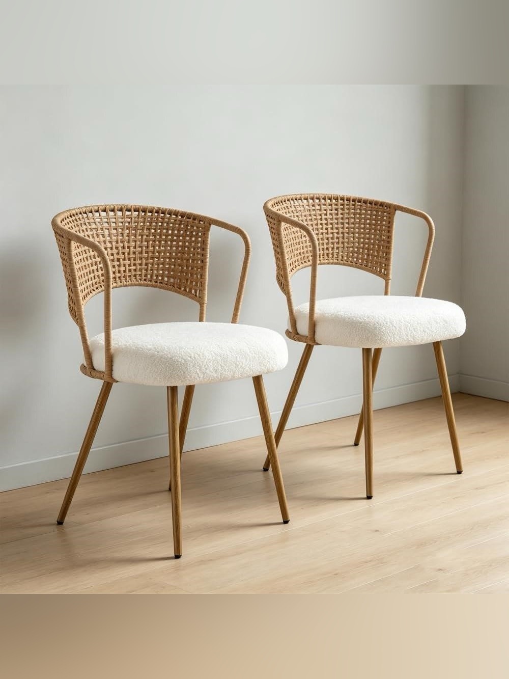 NEW-Wicker Dining Chairs Set of 2